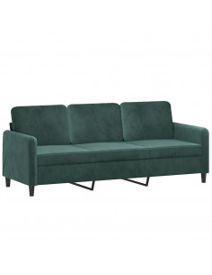 Divano a 3 Posti Verde Scuro 180 cm in Velluto 2