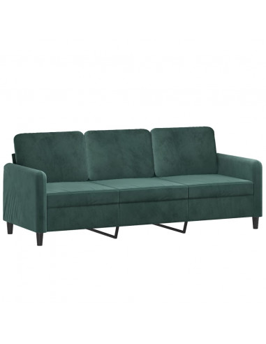 Divano a 3 Posti Verde Scuro 180 cm in Velluto