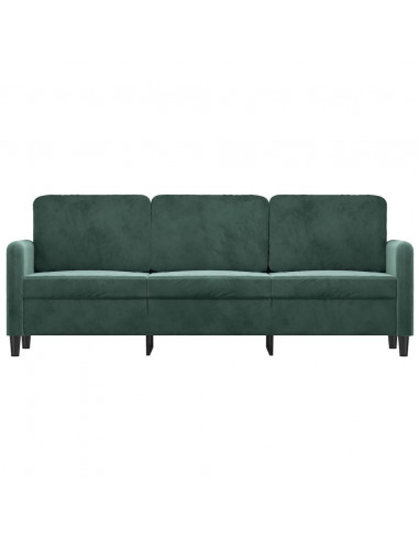 Divano a 3 Posti Verde Scuro 180 cm in Velluto