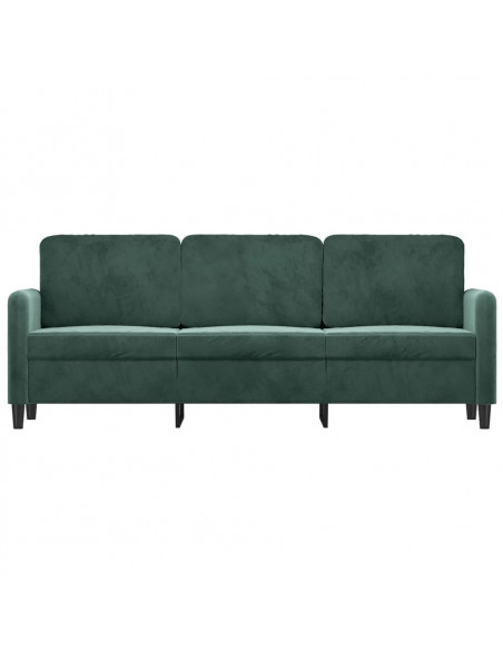 Divano a 3 Posti Verde Scuro 180 cm in Velluto
