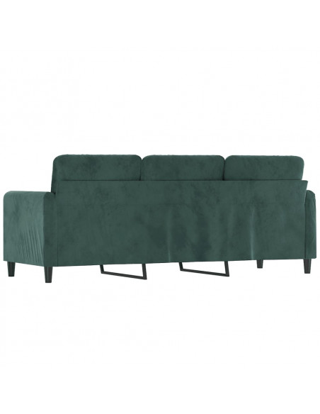 Divano a 3 Posti Verde Scuro 180 cm in Velluto