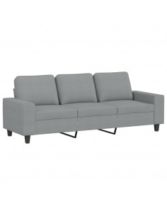 Divano a 3 Posti Grigio Chiaro 180 cm in Tessuto 2