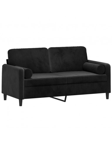 Divano a 2 Posti con Cuscini Nero 140 cm in Velluto
