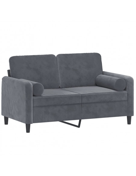 Divano a 2 Posti con Cuscini Grigio Scuro 120 cm in Velluto