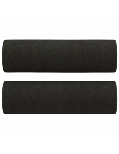Divano a 2 Posti con Cuscini Nero 120 cm in Tessuto