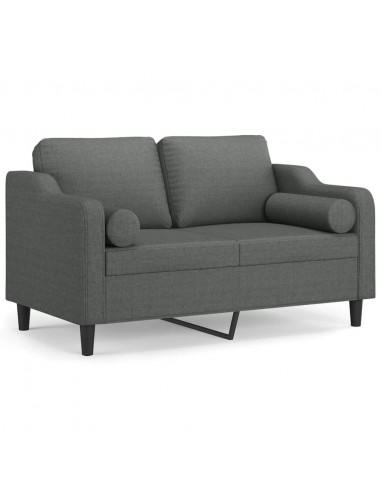 Divano a 2 Posti con Cuscini Grigio Scuro 120 cm in Tessuto