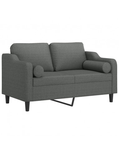 Divano a 2 Posti con Cuscini Grigio Scuro 120 cm in Tessuto