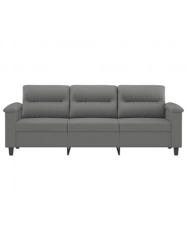 Divano a 3 Posti Grigio Scuro 180 cm in Tessuto Microfibra