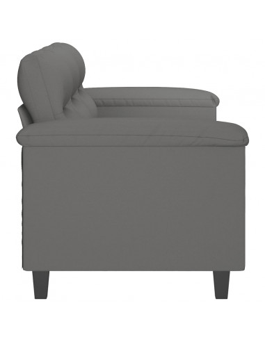 Divano a 3 Posti Grigio Scuro 180 cm in Tessuto Microfibra