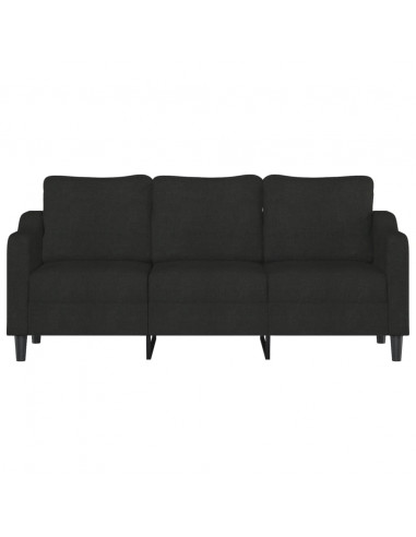 Divano a 3 Posti Nero 180 cm in Tessuto