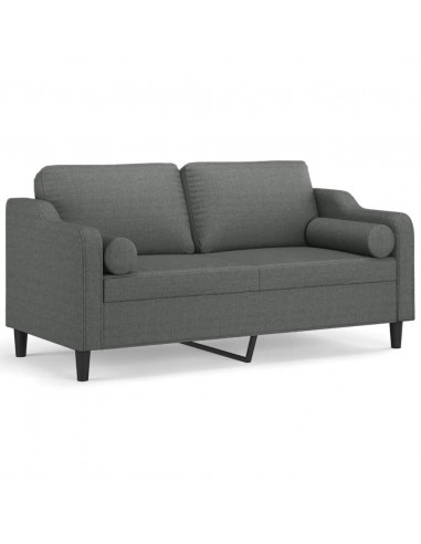 Divano a 2 Posti con Cuscini Grigio Scuro 140 cm in Tessuto