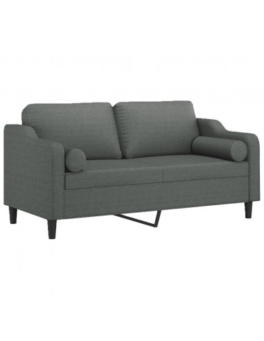 Divano a 2 Posti con Cuscini Grigio Scuro 140 cm in Tessuto
