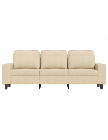 Divano a 3 Posti con Poggiapiedi Crema 180 cm in Tessuto