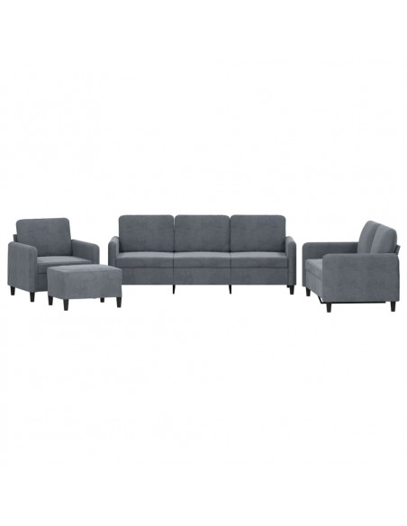 Set di Divani 4 pz Grigio Scuro in Velluto