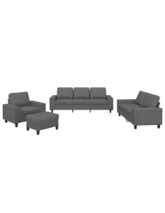 Set di Divani 4 pz Grigio Scuro in Tessuto 2