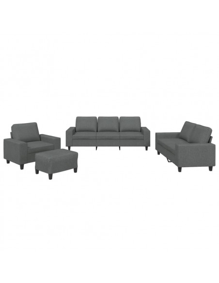 Set di Divani 4 pz Grigio Scuro in Tessuto