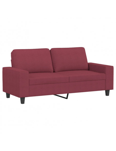 Set di Divani 3 pz Rosso Vino in Tessuto