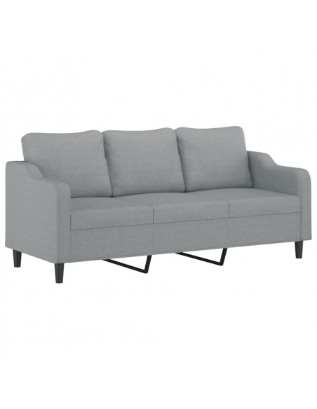 Set di Divani 3 pz con Cuscini Grigio Chiaro in Tessuto