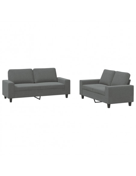 Set di Divani 2 pz Grigio Scuro in Tessuto