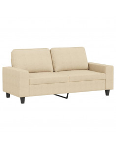 Divano a 2 Posti Crema 140 cm in Tessuto 2