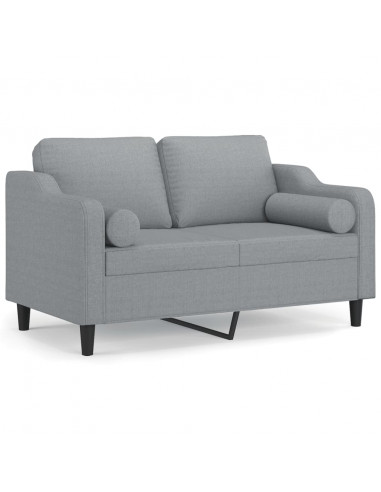 Divano a 2 Posti con Cuscini Grigio Chiaro 120 cm in Tessuto