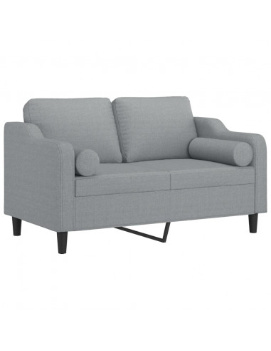 Divano a 2 Posti con Cuscini Grigio Chiaro 120 cm in Tessuto