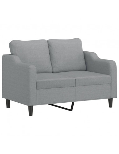 Divano a 2 Posti con Cuscini Grigio Chiaro 120 cm in Tessuto