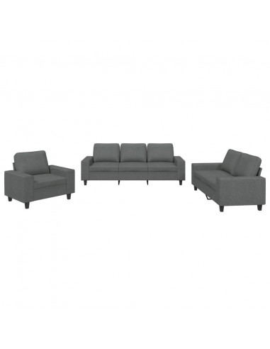 Set di Divani 3 pz Grigio Scuro in Tessuto
