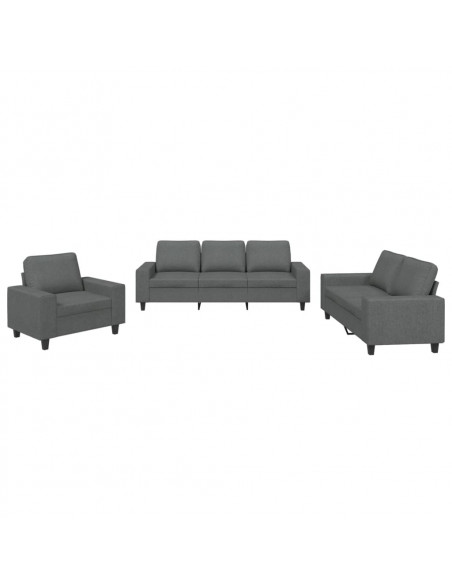 Set di Divani 3 pz Grigio Scuro in Tessuto