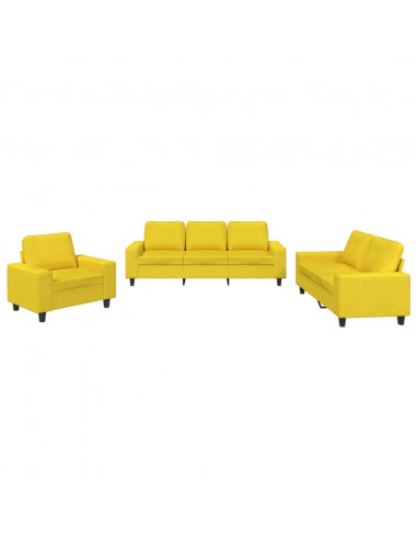 Set di Divani 3 pz Giallo Chiaro in Tessuto