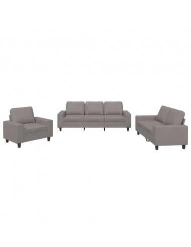 Set di Divani 3 pz Tortora in Tessuto