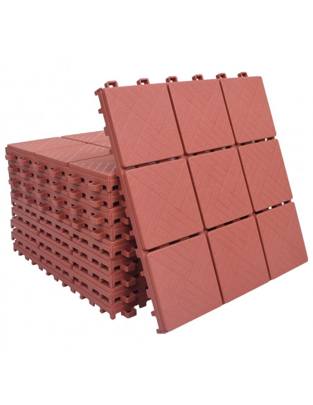 Piastrelle per Decking 10 pz Rosse 30,5x30,5 cm in Plastica