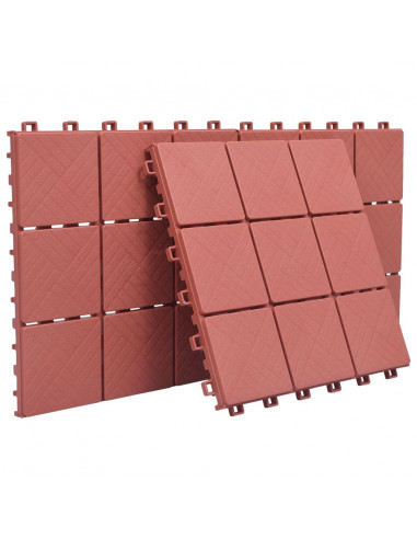 Piastrelle per Decking 10 pz Rosse 30,5x30,5 cm in Plastica