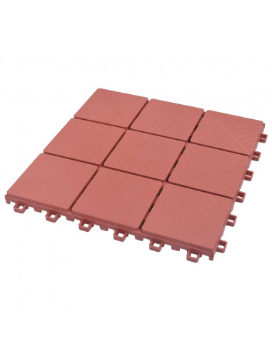 Piastrelle per Decking 10 pz Rosse 30,5x30,5 cm in Plastica