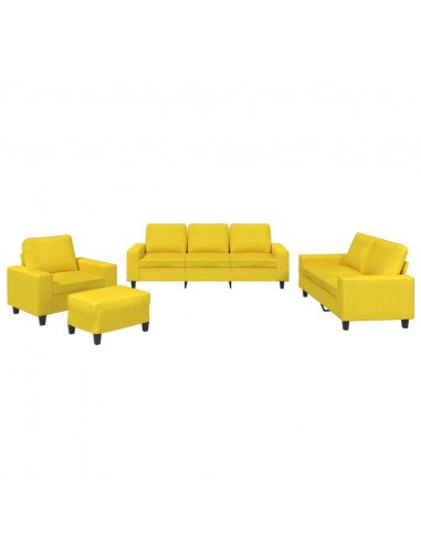 Set di Divani 4 pz Giallo Chiaro in Tessuto