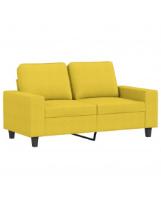 Divano a 2 Posti Giallo Chiaro 120 cm in Tessuto 2