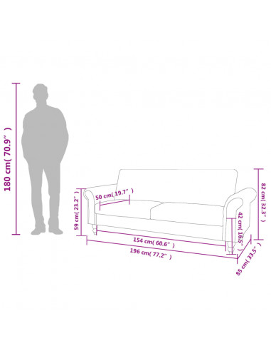Divano Convertibile a 2 Posti con Braccioli Scamosciato Marrone