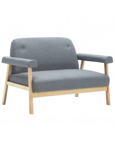 Divano a 2 Posti in Tessuto Grigio Chiaro 2