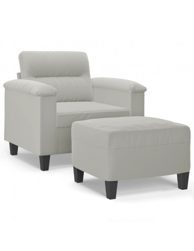 Poltrona con Poggiapiedi Grigio chiaro 60 cm Tessuto Microfibra