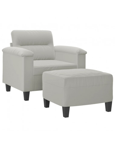 Poltrona con Poggiapiedi Grigio chiaro 60 cm Tessuto Microfibra