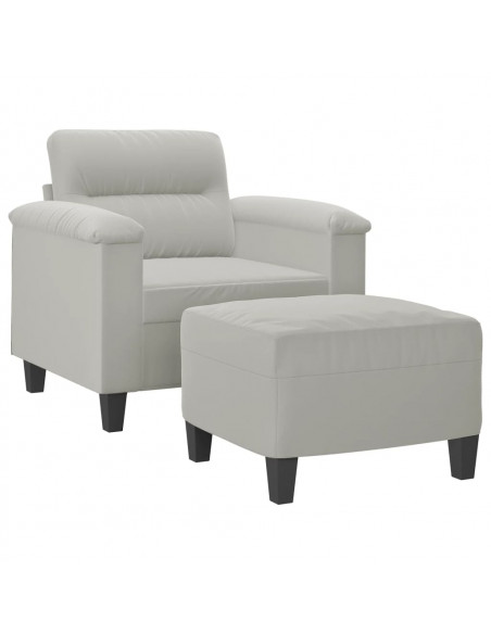 Poltrona con Poggiapiedi Grigio chiaro 60 cm Tessuto Microfibra