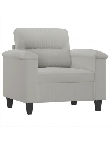 Poltrona con Poggiapiedi Grigio chiaro 60 cm Tessuto Microfibra