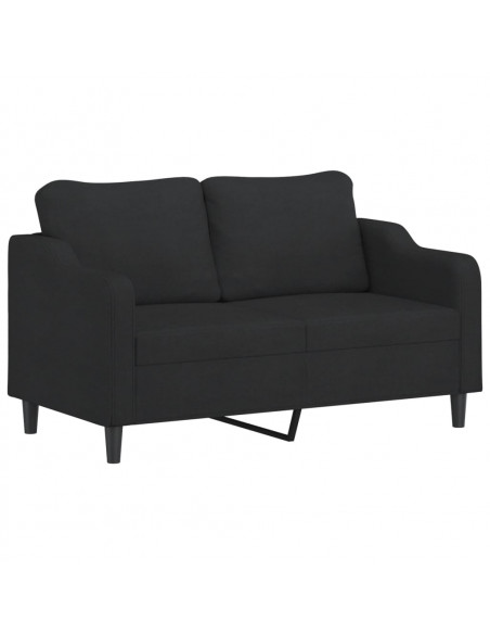 Set di Divani 2 pz con Cuscini Nero in Tessuto