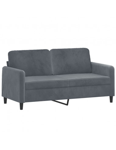 Set di Divani 2 pz con Cuscini Grigio Scuro in Velluto
