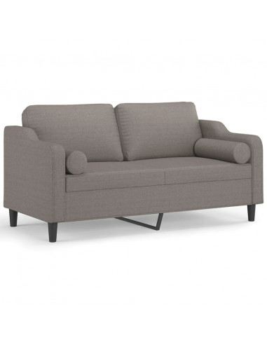 Divano a 2 Posti con Cuscini Tortora 140 cm in Tessuto