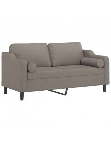 Divano a 2 Posti con Cuscini Tortora 140 cm in Tessuto