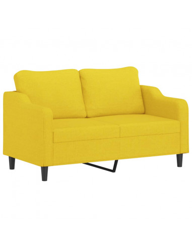 Divano a 2 Posti con Cuscini Giallo Chiaro 140 cm in Tessuto
