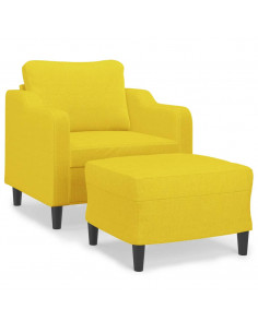 Poltrona con Poggiapiedi Giallo Chiaro 60 cm in Tessuto 2