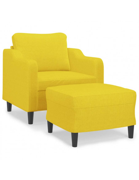 Poltrona con Poggiapiedi Giallo Chiaro 60 cm in Tessuto