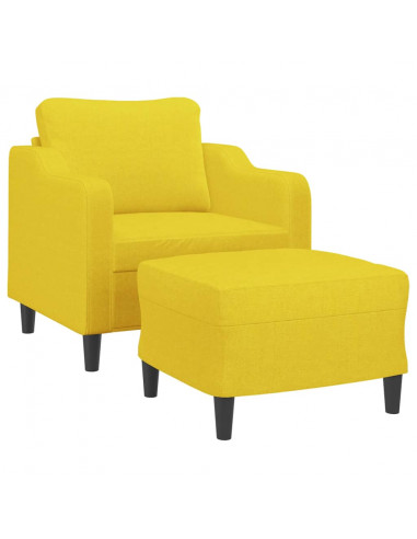 Poltrona con Poggiapiedi Giallo Chiaro 60 cm in Tessuto